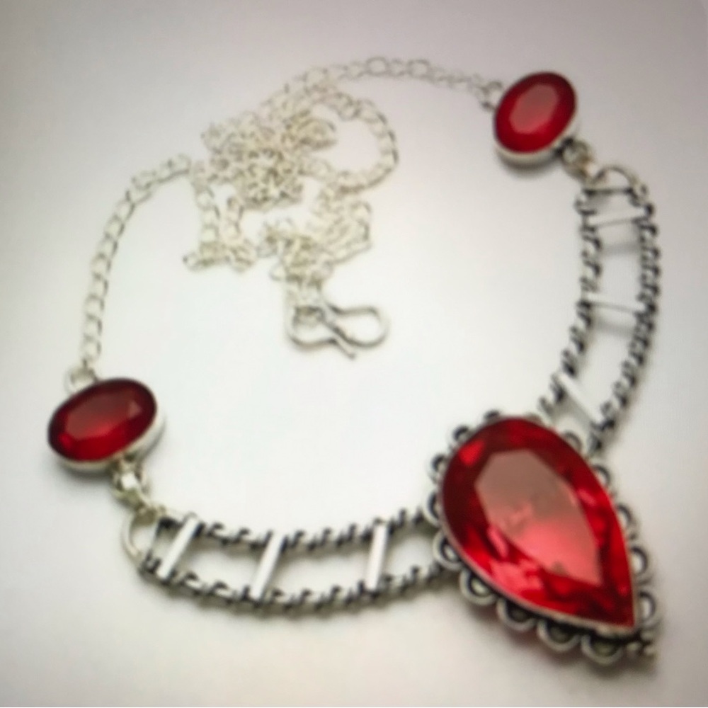 Garnet 925 Stamped Sterling Silver Necklace